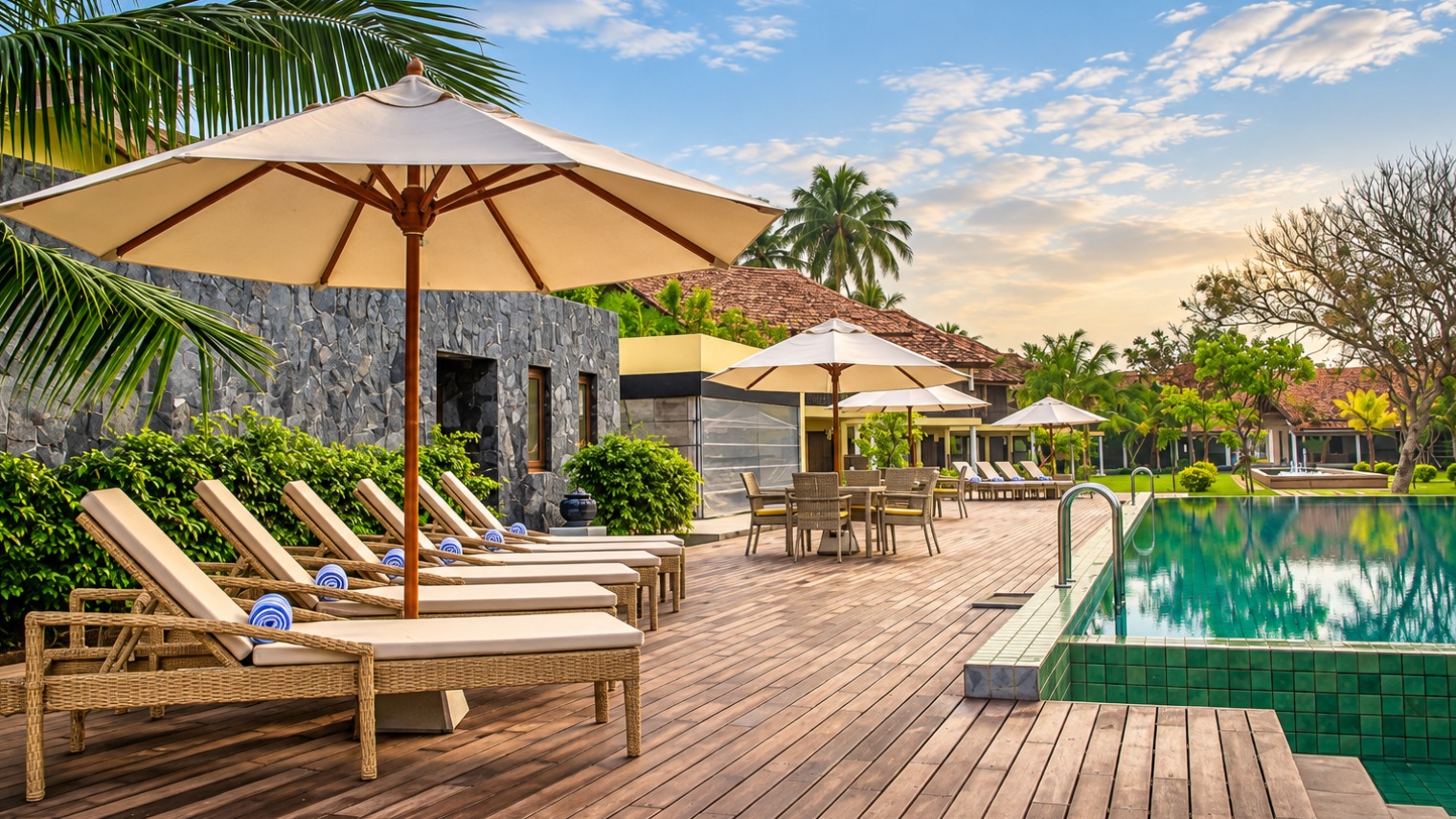 Luxury pool sunset